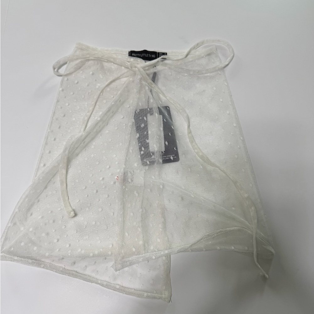 PrettyLittleThing Ivory Mesh Skirt